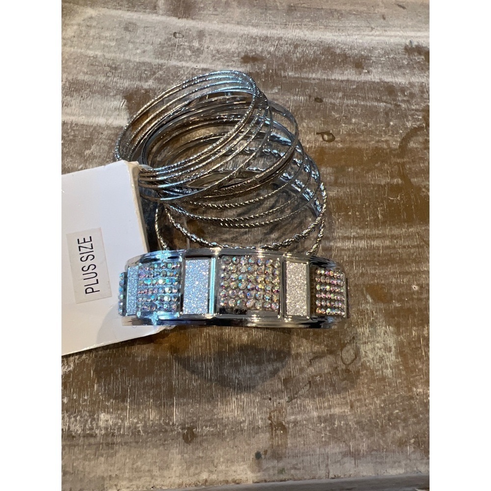 SILVER Plus Size Bangle Bracelets